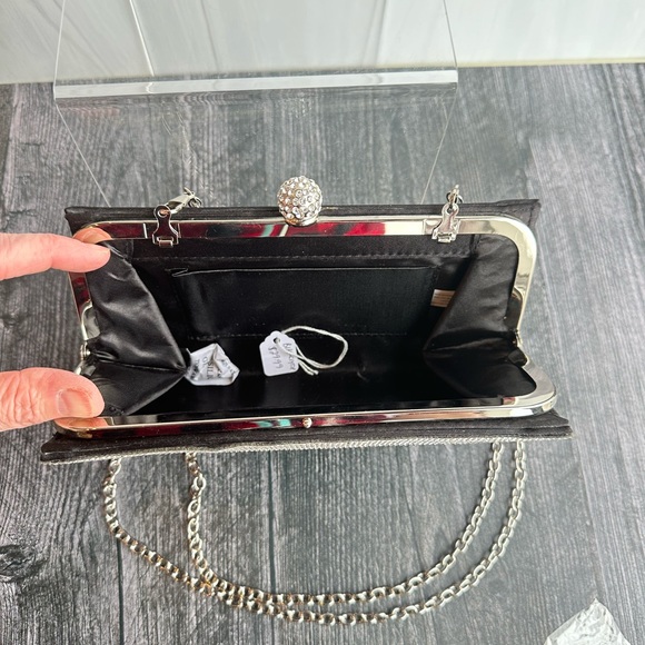 Black Clutch with Crystal Jewel Embellishments - Picture 4 of 5